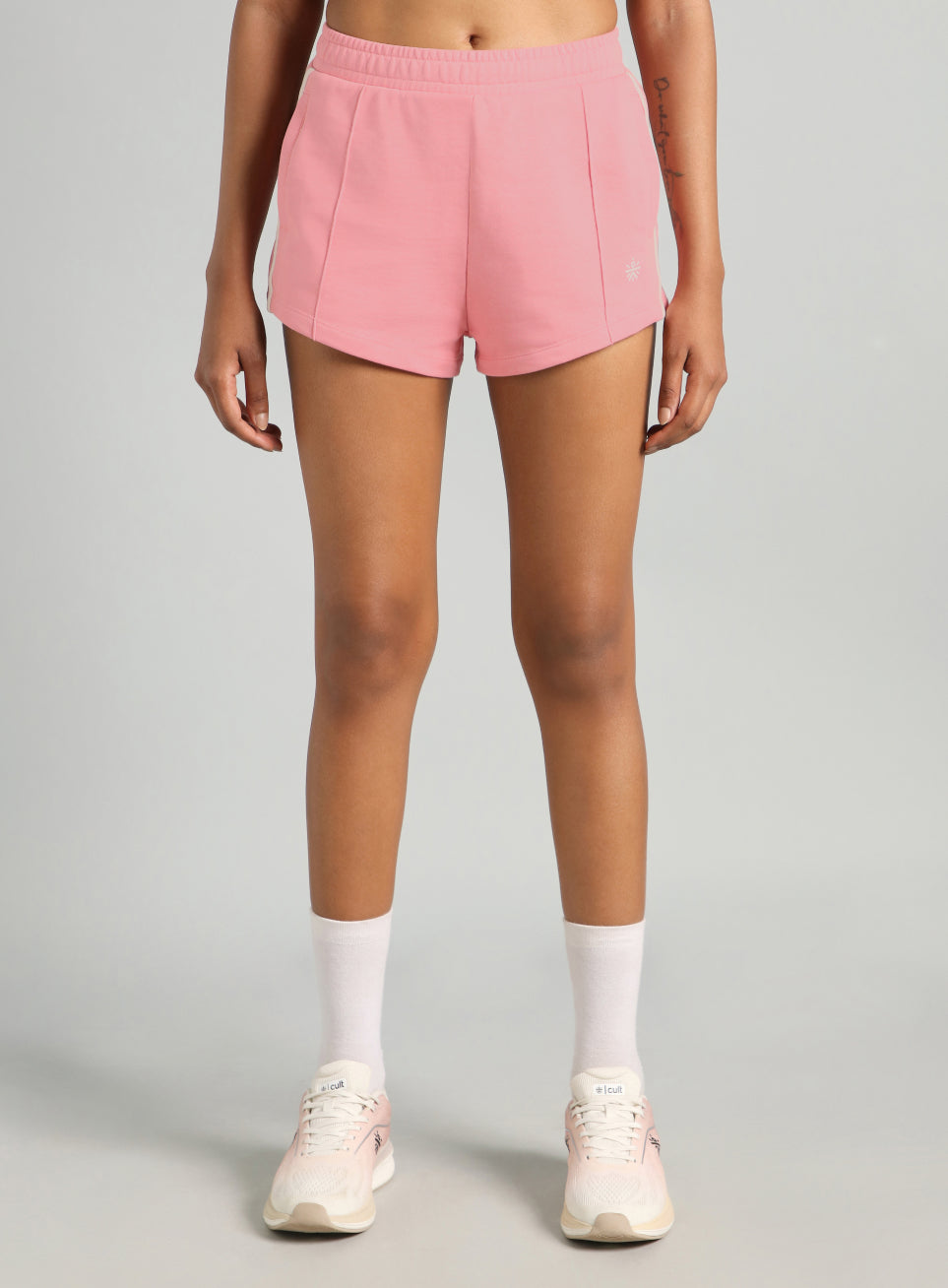 Women's Pink Contrast Power Tape Shorts