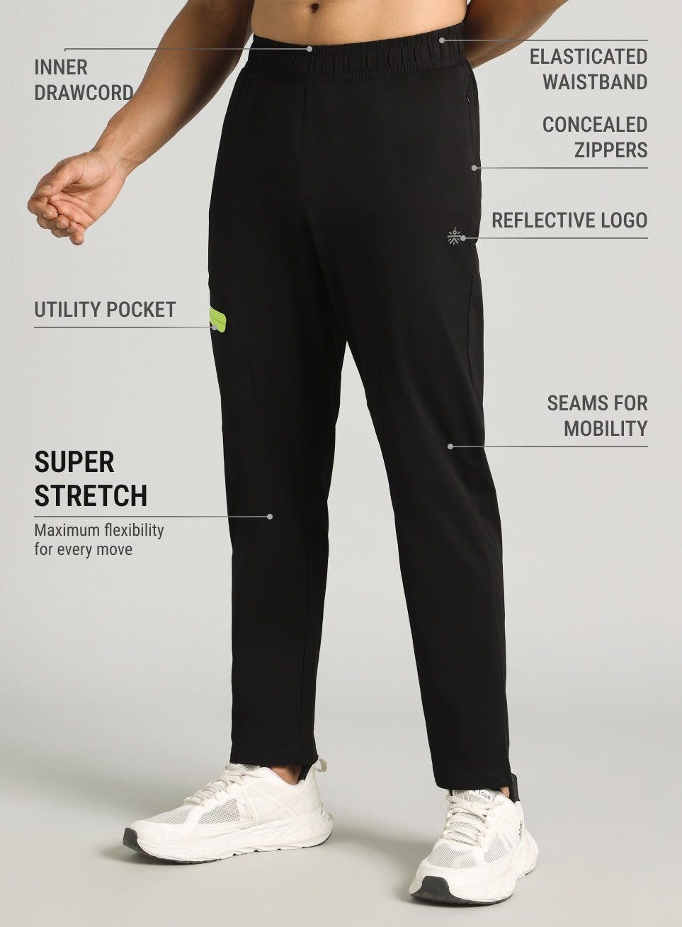 Men's Black Runner's Flex Trackpants