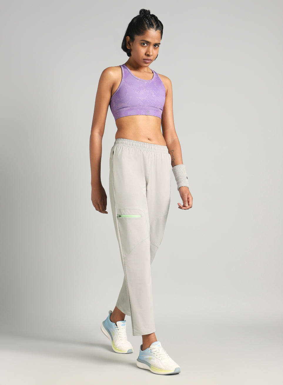 Women's Grey In Motion Run Trackpants
