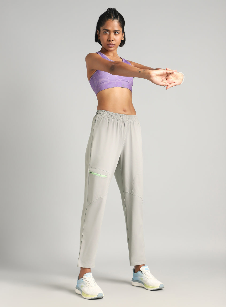 Women's Grey In Motion Run Trackpants