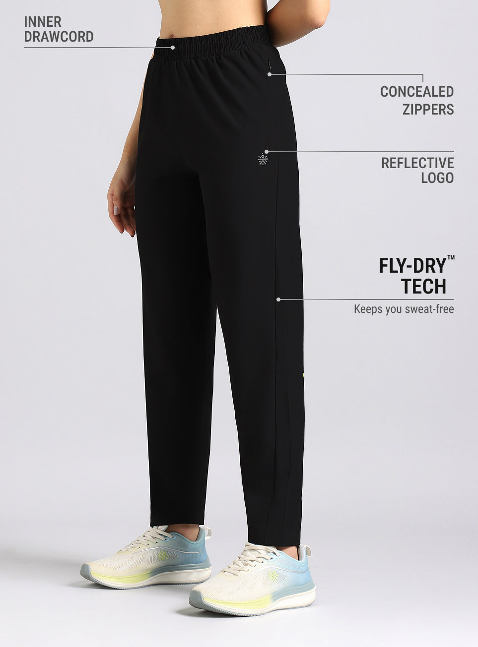 Women's Black Pace Pro Running Trackpants