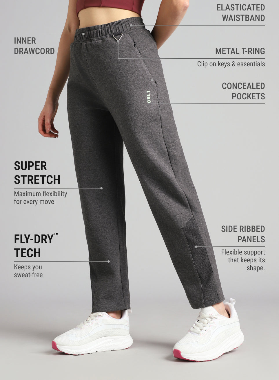 Women's Anthra Melange Urban Comfort Travel Pants