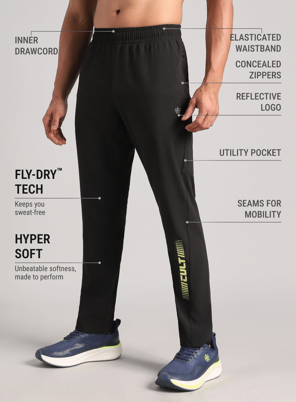 Men's Black Pro Movement Runner's Trackpants