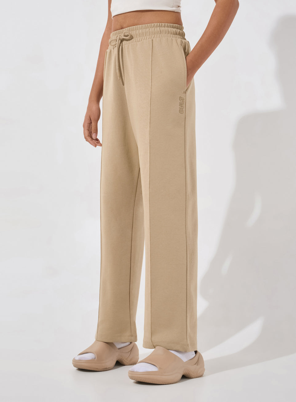 Women's Beige Ultra Luxe Tailored Trackpants