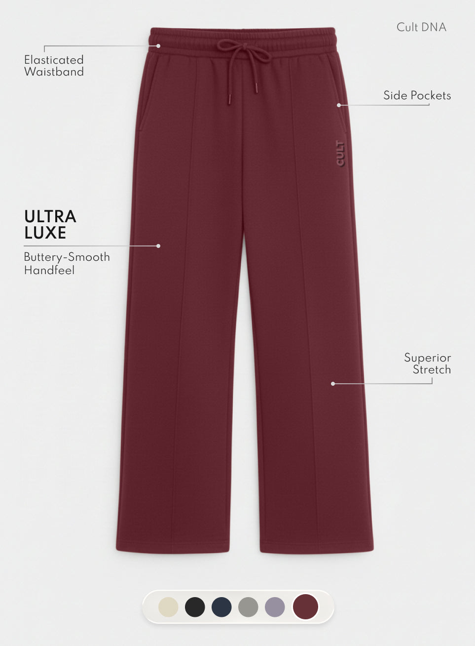 Women's Maroon Ultra Luxe Tailored Trackpants