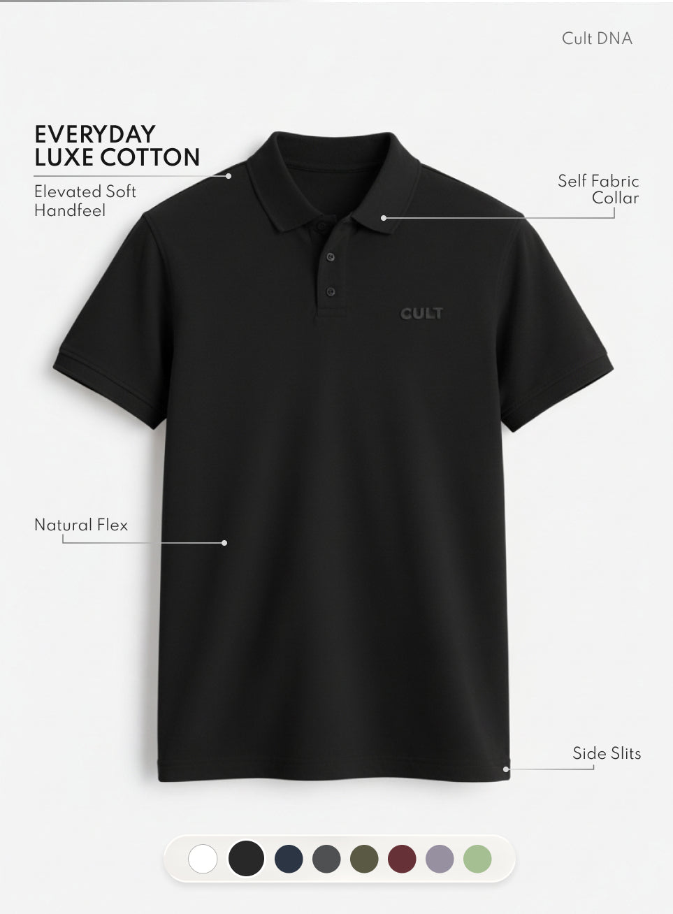 Men's Black Everyday Luxe Cotton Polo T-shirt