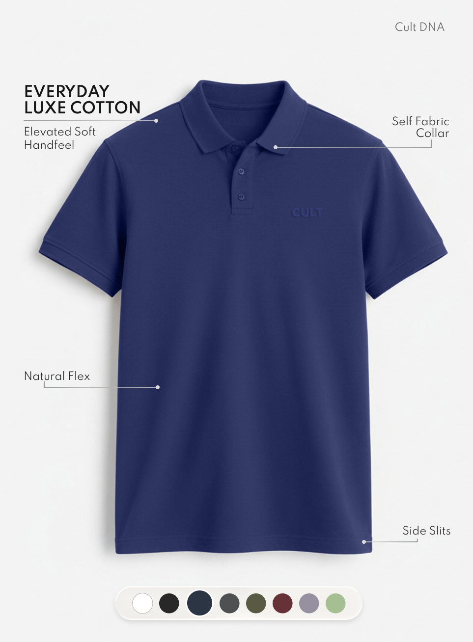 Men's Navy Everyday Luxe Cotton Polo T-shirt
