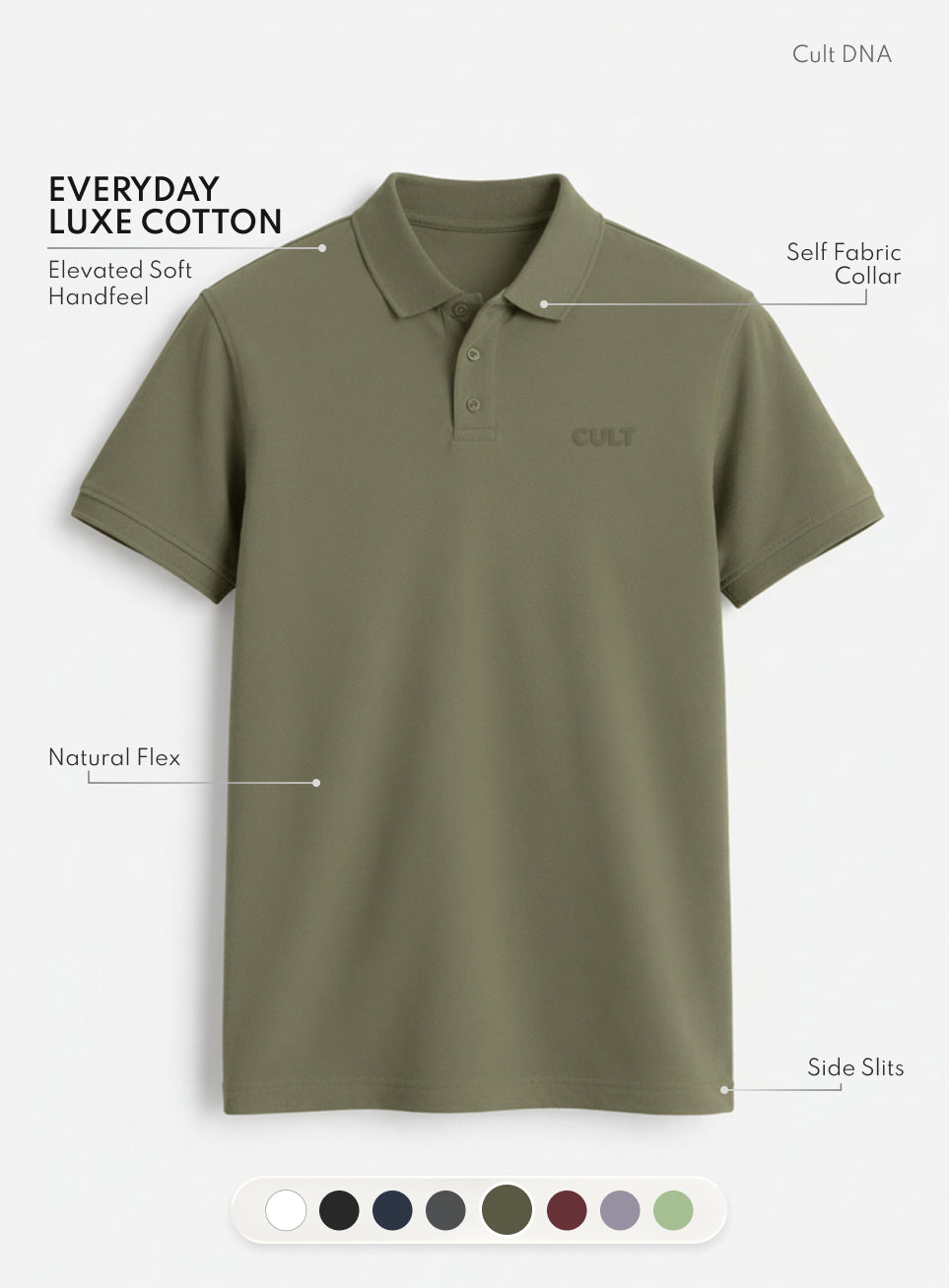 Men's Olive Everyday Luxe Cotton Polo T-shirt