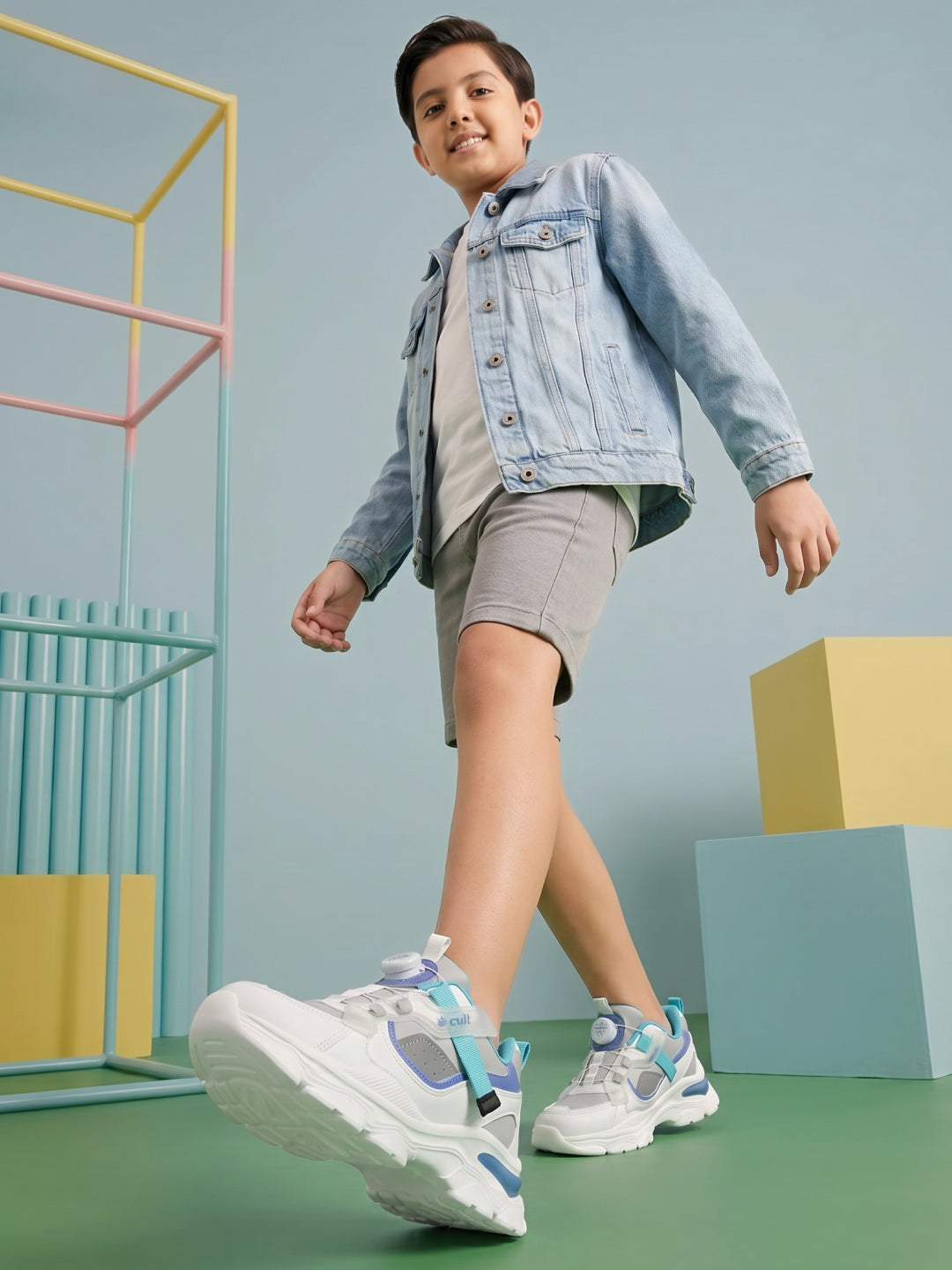 cult Kids' Zoomster Sneakers - White/Grey