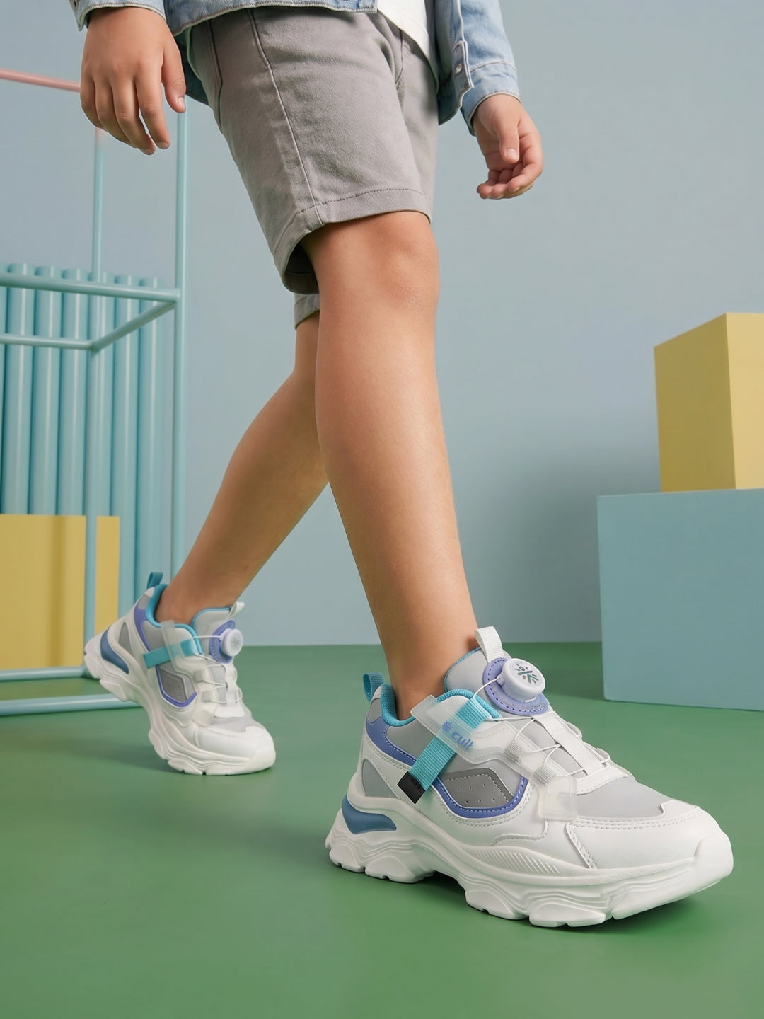 cult Kids' Zoomster Sneakers - White/Grey