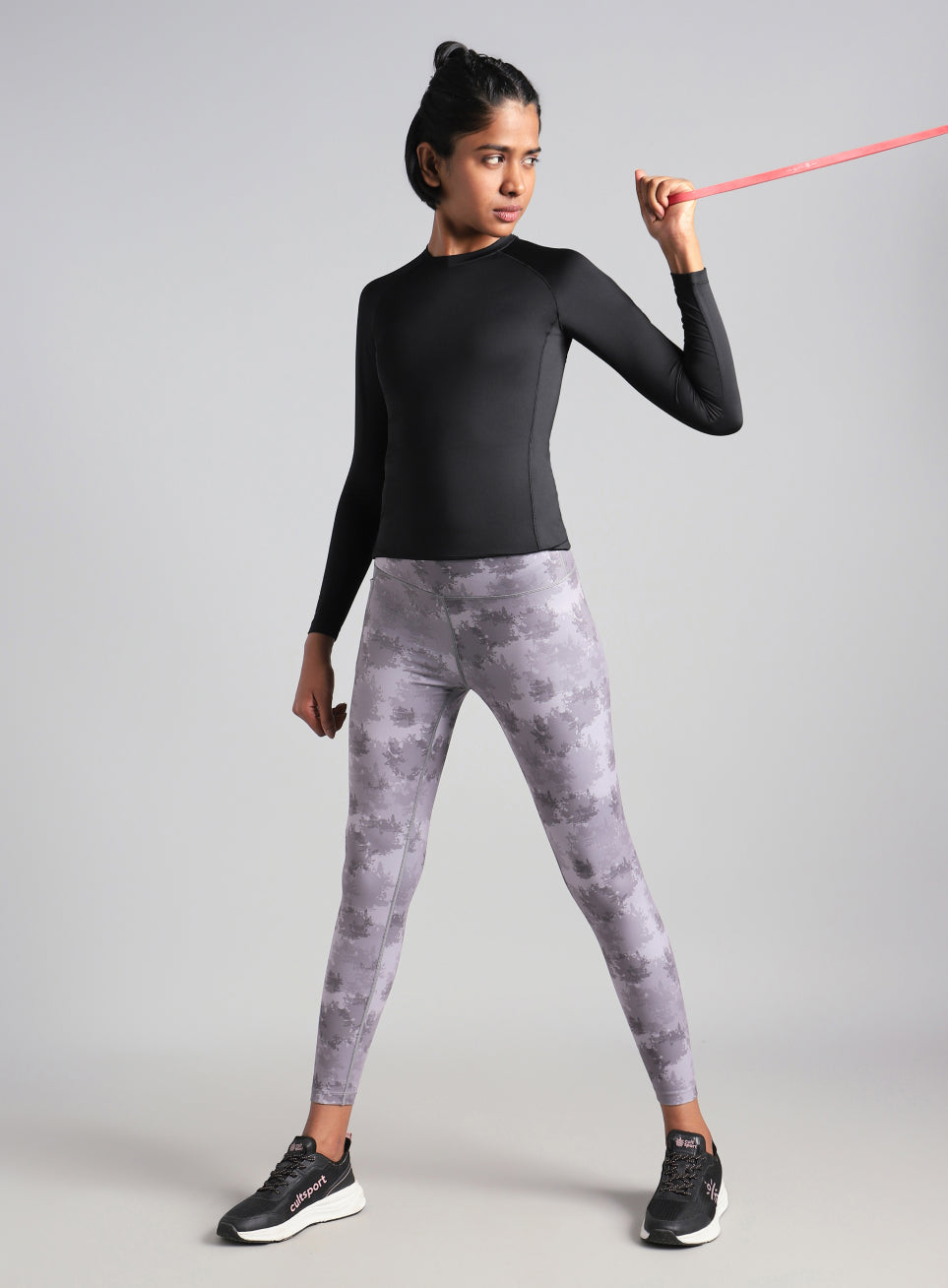 Women's Black Power Full Sleeve Compression T-shirt