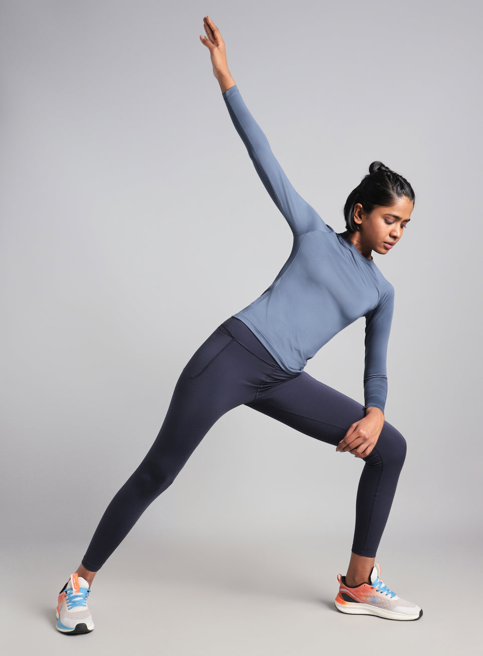 Women's Blue Power Full Sleeve Compression T-shirt