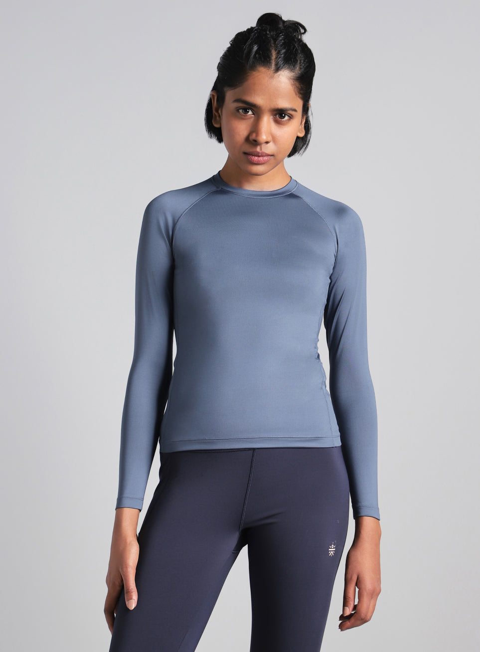 Women's Blue Power Full Sleeve Compression T-shirt
