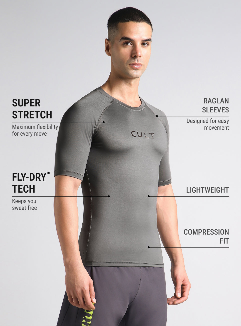 Men's Dark Grey Power Compression Full Sleeve T-shirt