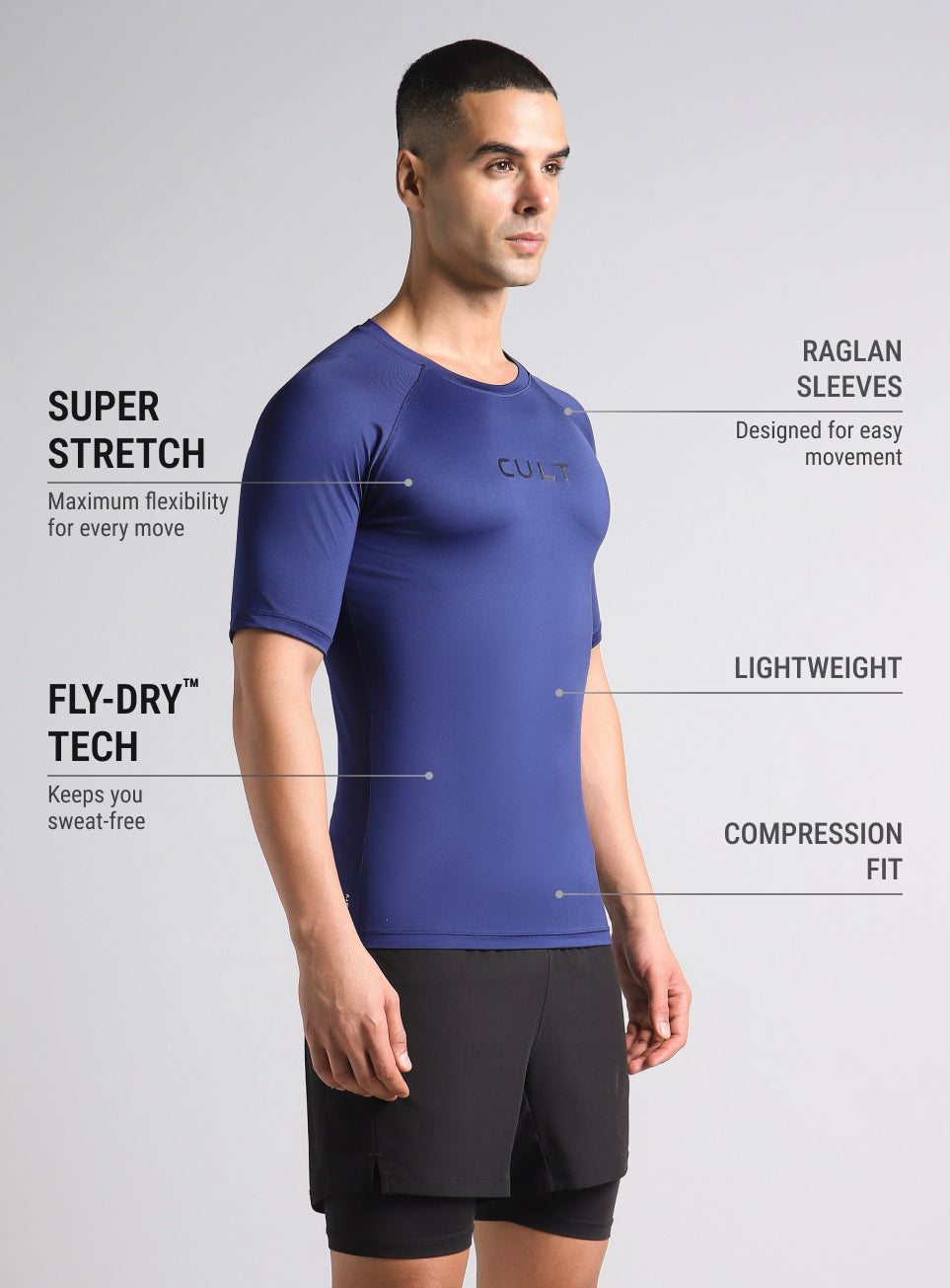 Men's Navy Power Compression Full Sleeve T-shirt