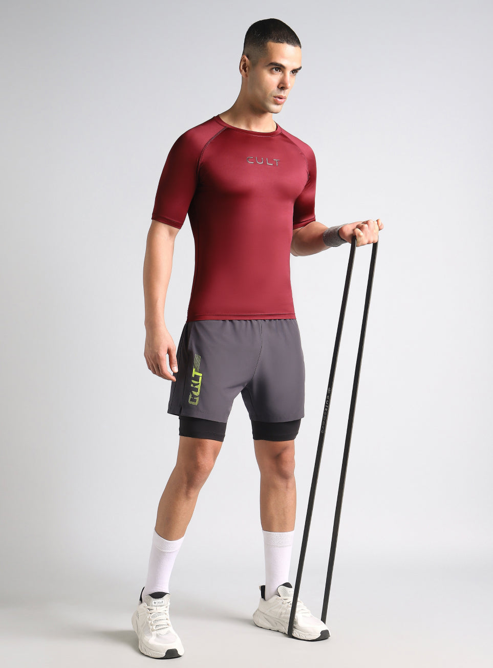 Men's Maroon Power Compression Full Sleeve T-shirt