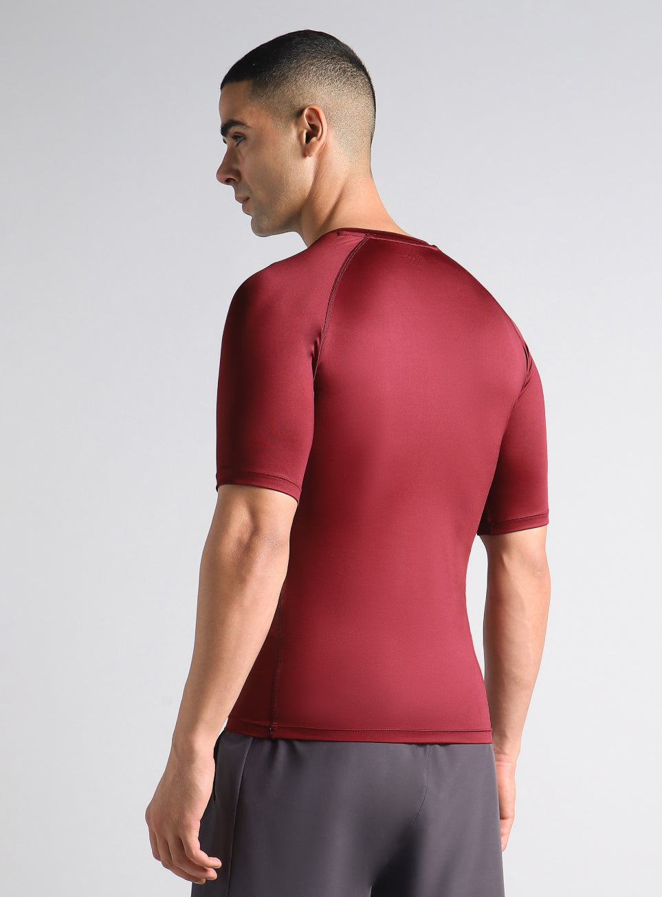 Men's Maroon Power Compression Full Sleeve T-shirt