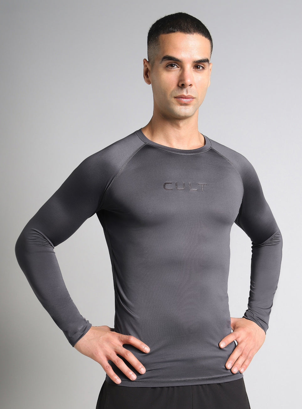 Men's Dark Grey Power Compression Full Sleeve T-shirt