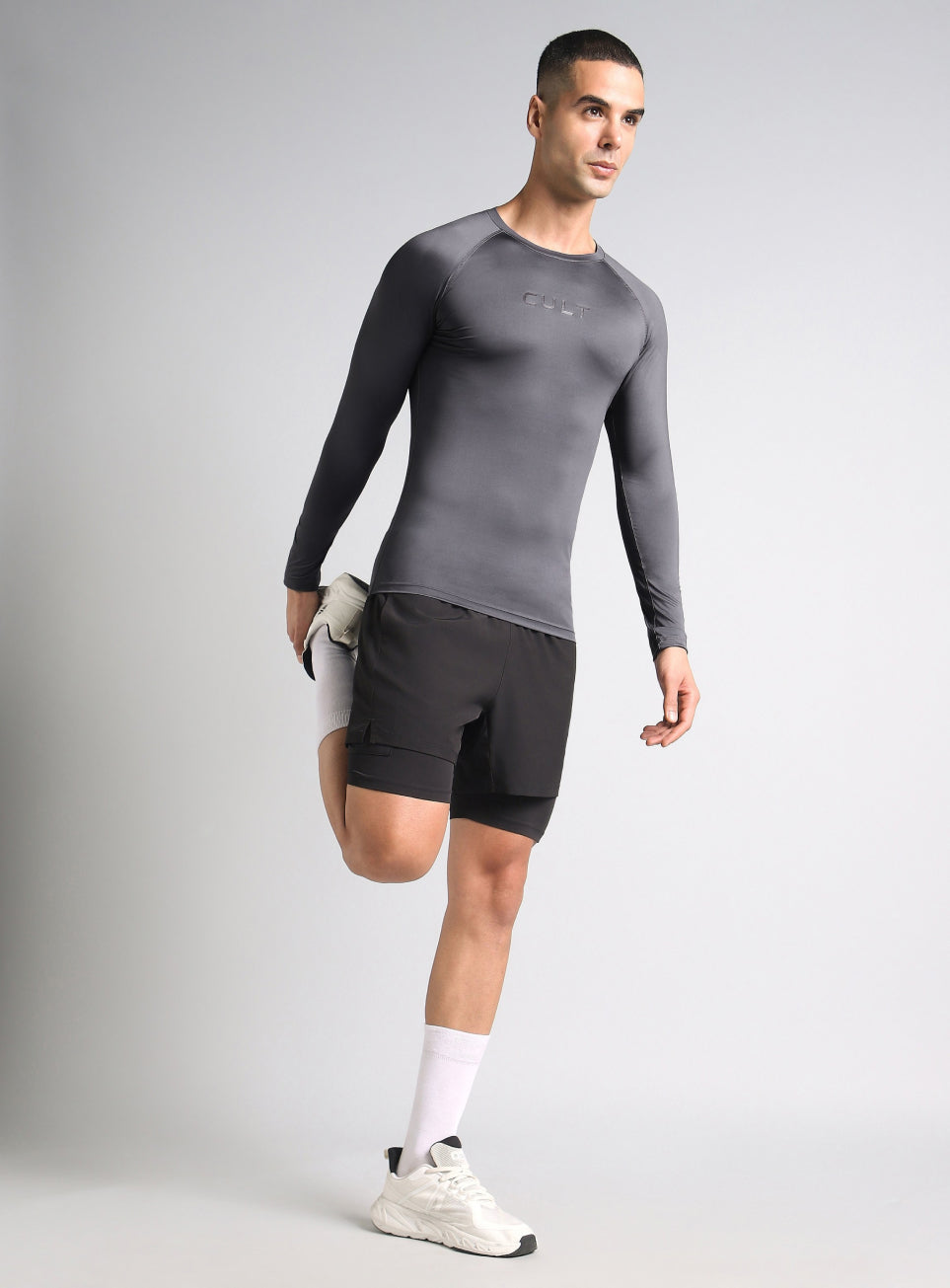 Men's Dark Grey Power Compression Full Sleeve T-shirt