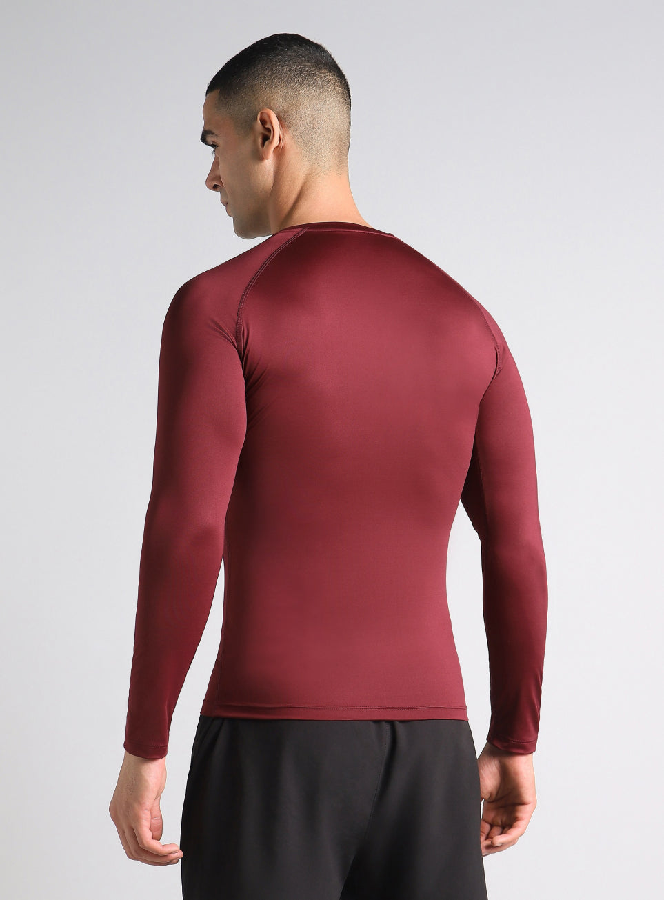 Men's Maroon Power Compression Full Sleeve T-shirt