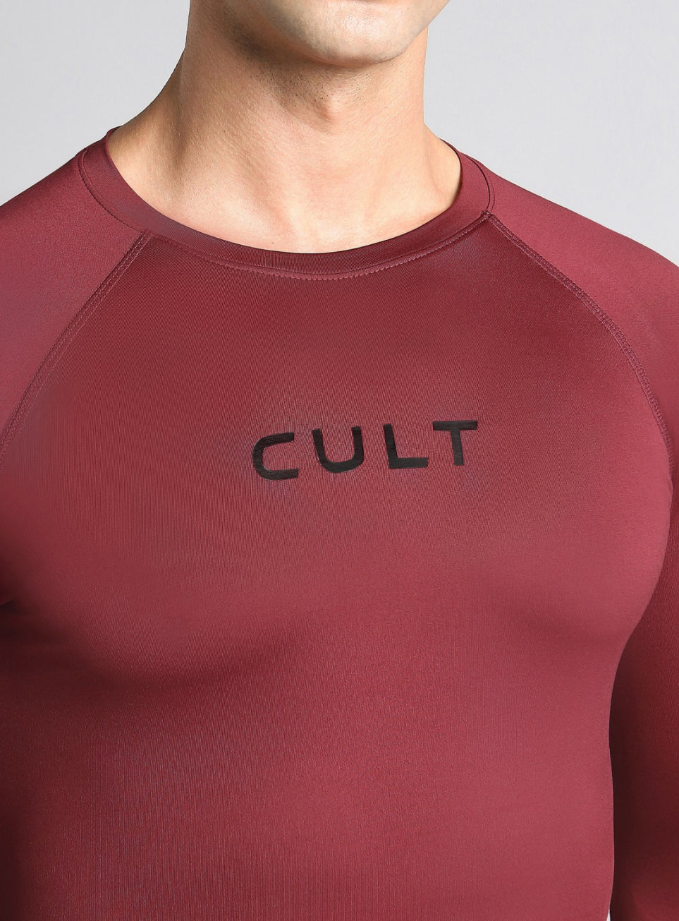 Men's Maroon Power Compression Full Sleeve T-shirt