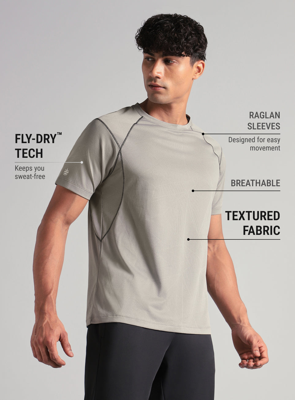 Men's Grey Power Training Sculpted T-shirt