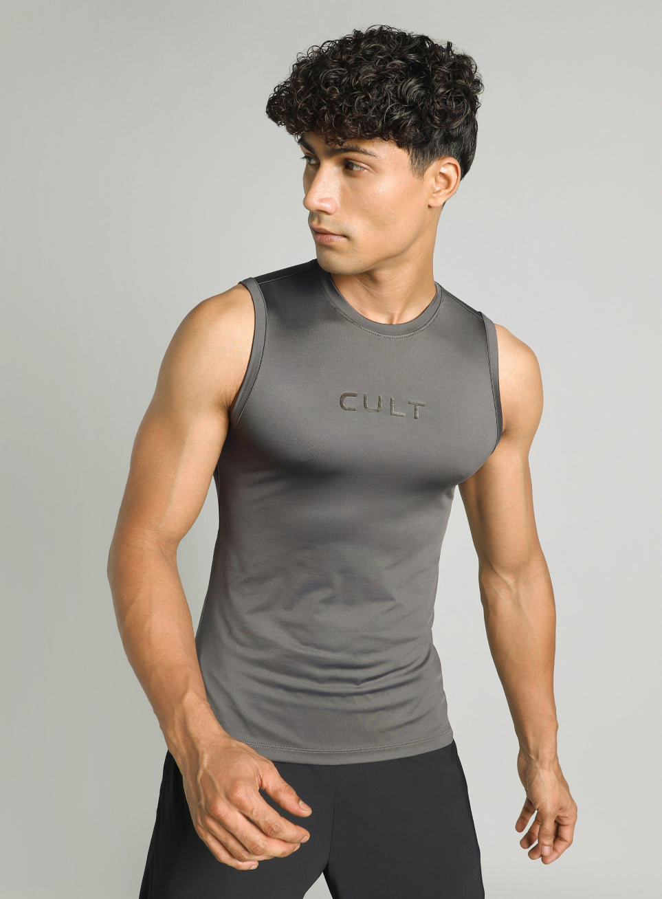 Men's Dark Grey Power Lifter Compression T-shirt