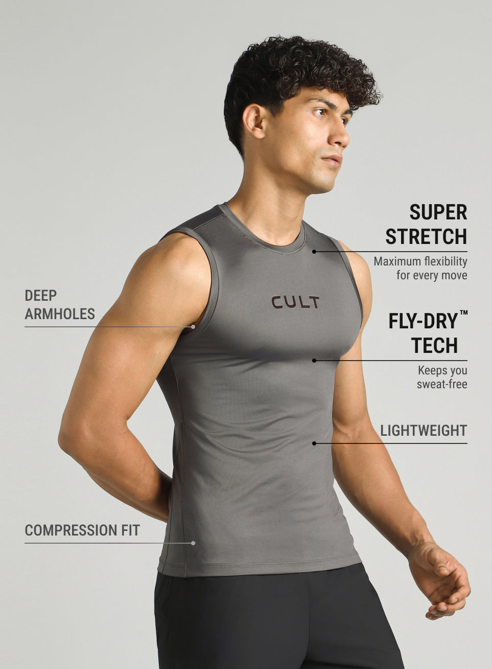 Men's Dark Grey Power Lifter Compression T-shirt