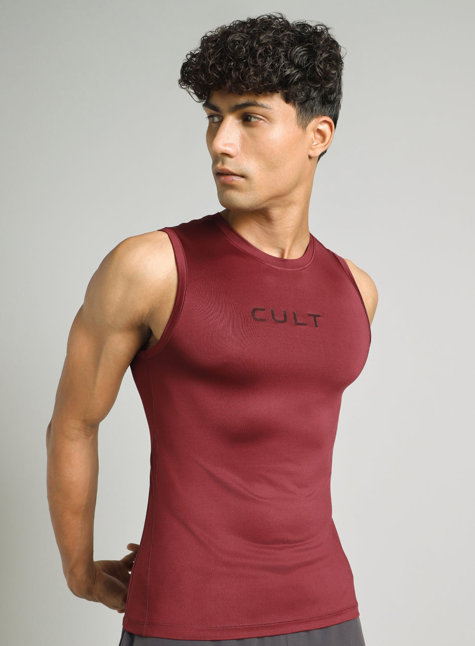 Men's Maroon Power Lifter Compression T-shirt