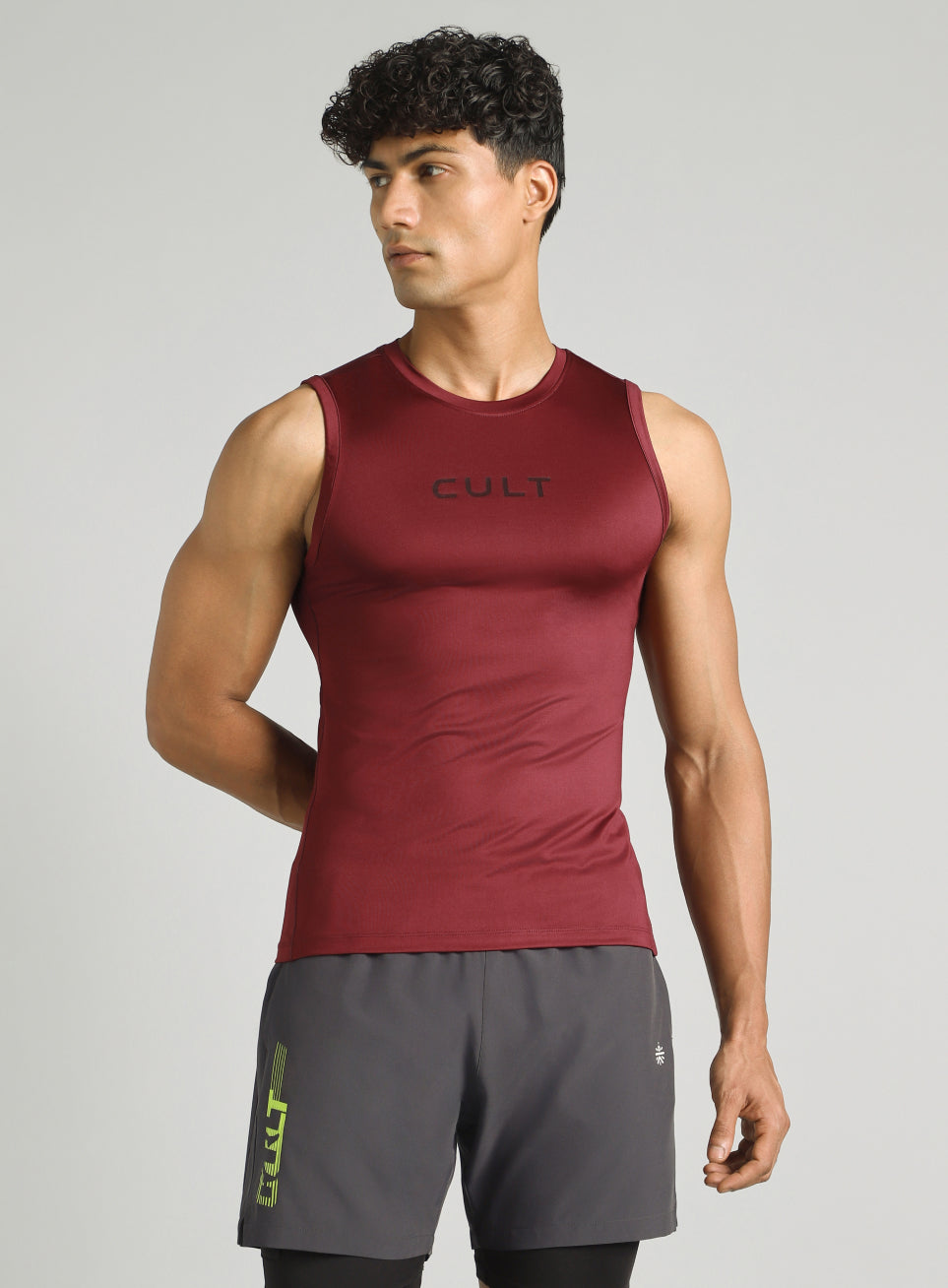 Men's Maroon Power Lifter Compression T-shirt