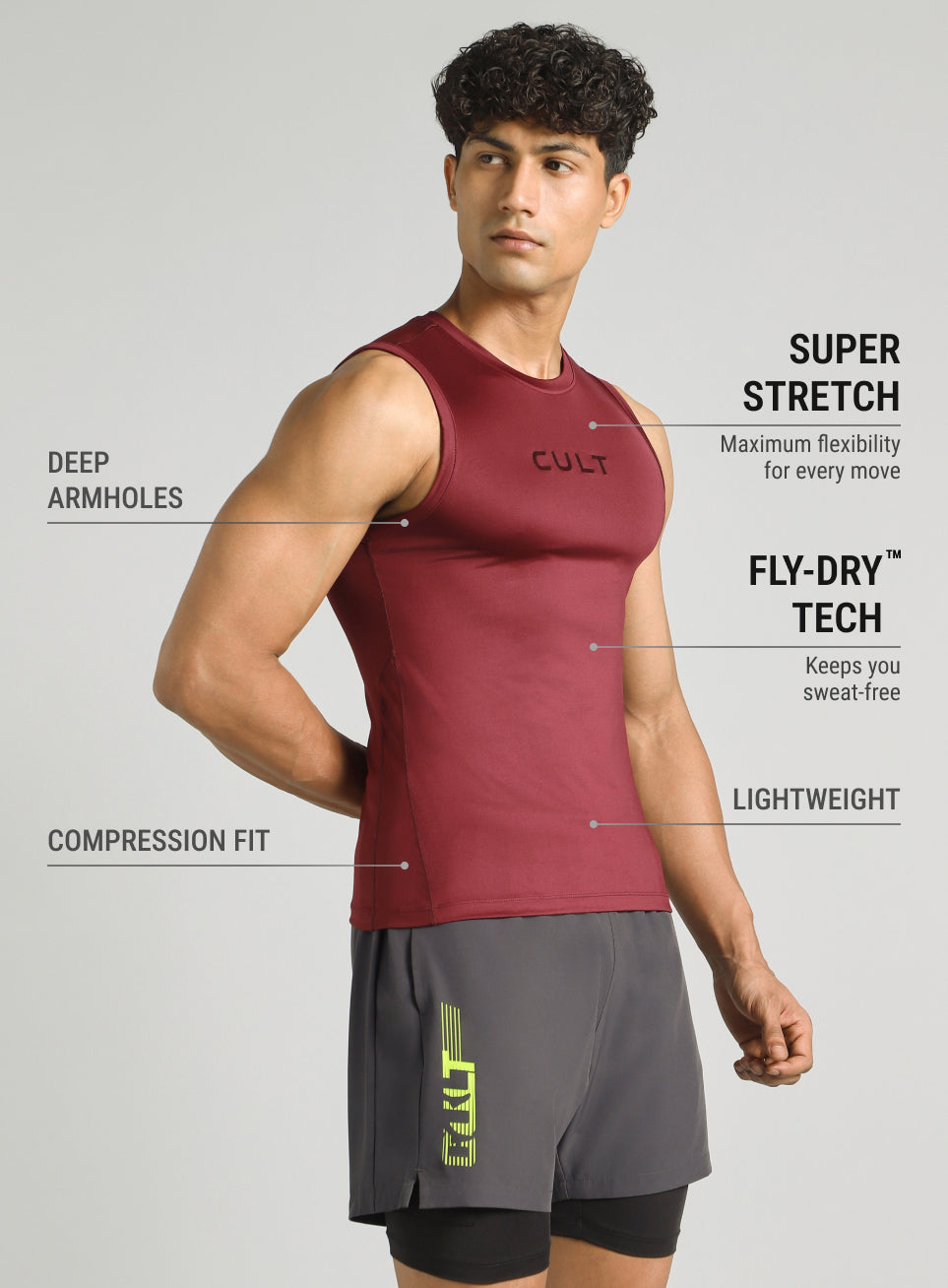 Men's Maroon Power Lifter Compression T-shirt