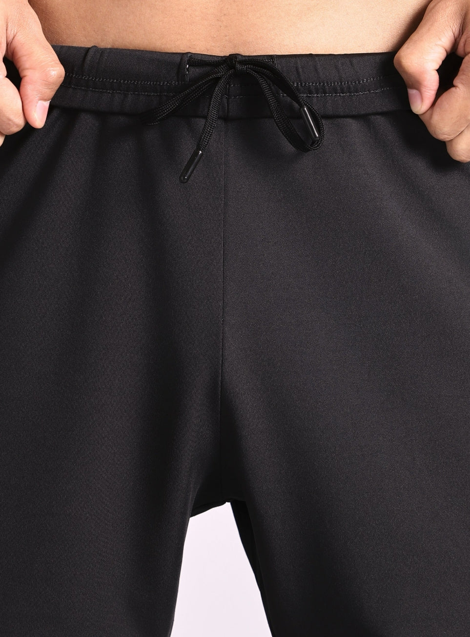 Men's Black Pace Up Running Shorts