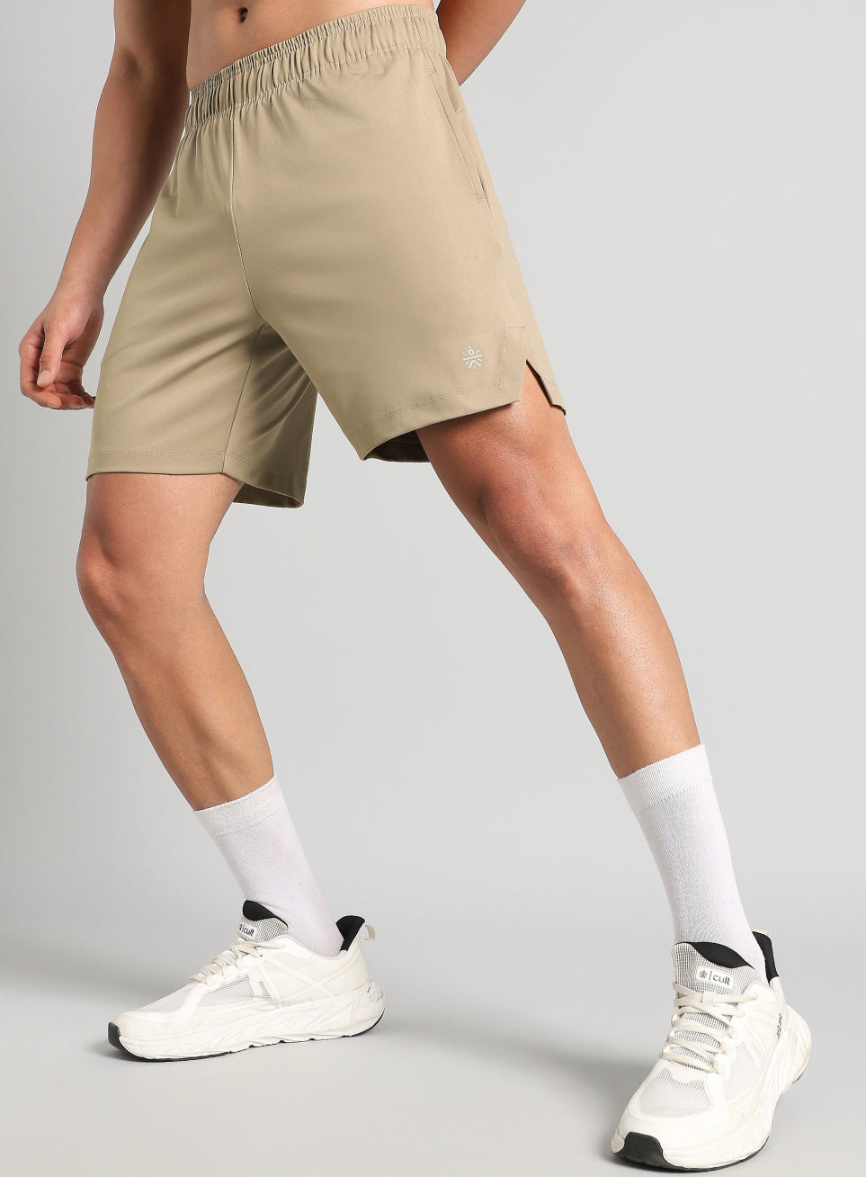 Men's Beige Pace Up Running Shorts