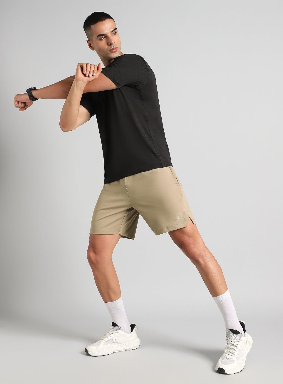Men's Beige Pace Up Running Shorts