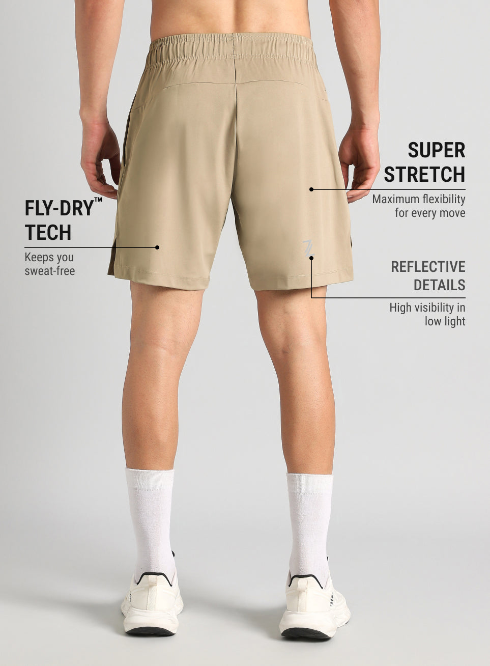 Men's Beige Pace Up Running Shorts