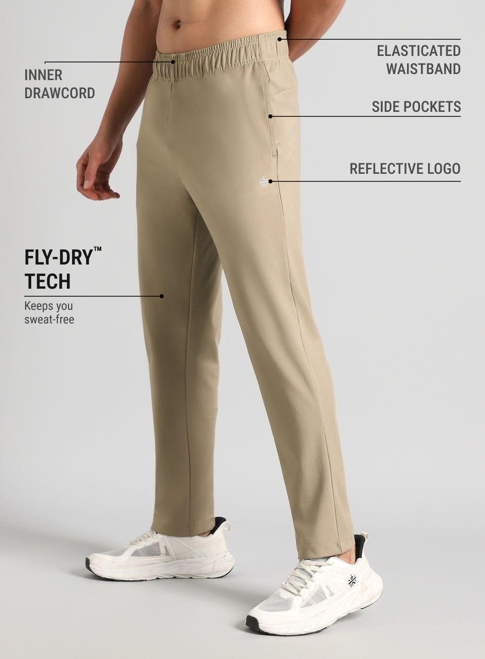 Men's Beige Runner's In Motion Graphic Trackpants