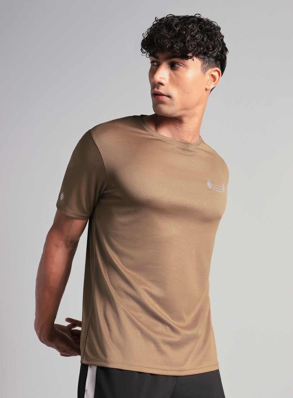 Men's Brown Training Graphic T-Shirt