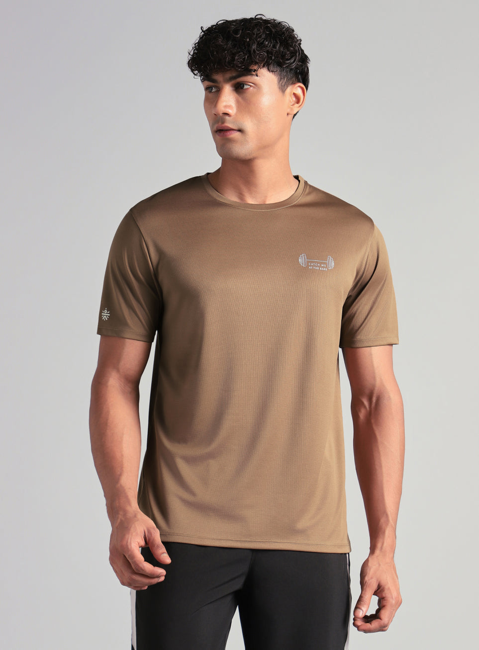 Men's Brown Training Graphic T-Shirt