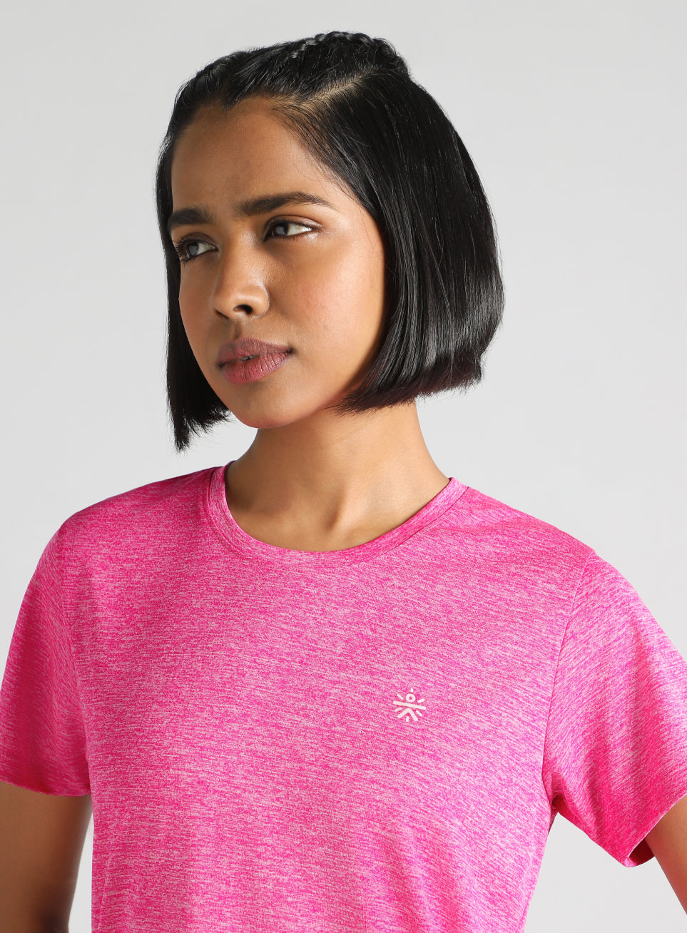 Women's Pink Textured Active T-Shirt