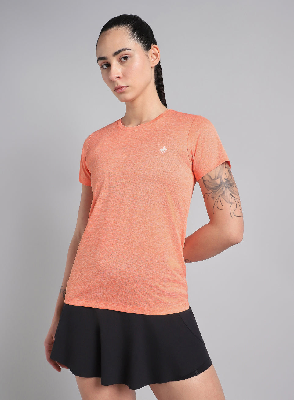 Women's Peach Textured Active T-Shirt