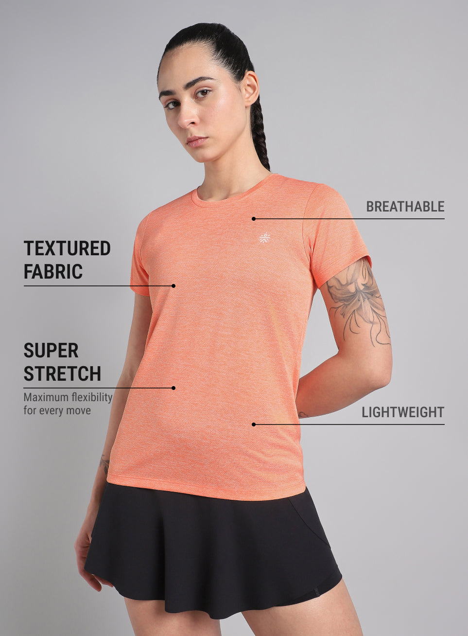 Women's Peach Textured Active T-Shirt
