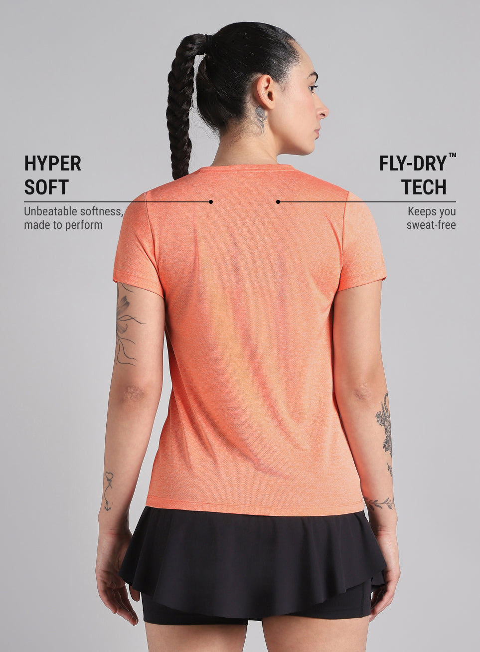 Women's Peach Textured Active T-Shirt