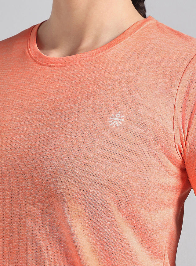 Women's Peach Textured Active T-Shirt