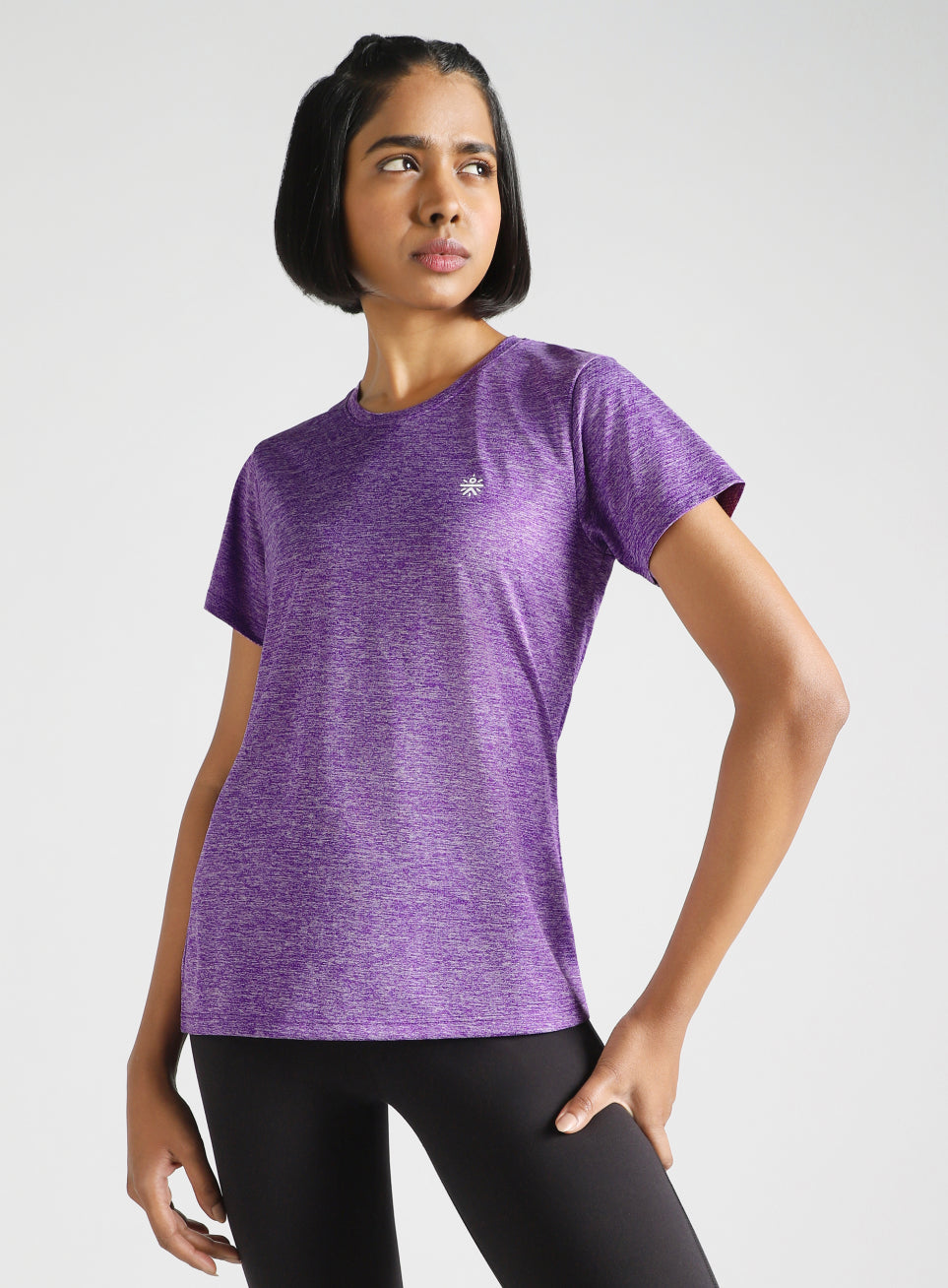 Women's Purple Textured Active T-Shirt