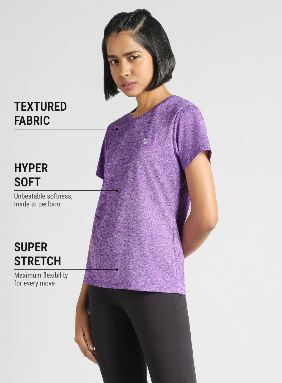 Women's Purple Textured Active T-Shirt