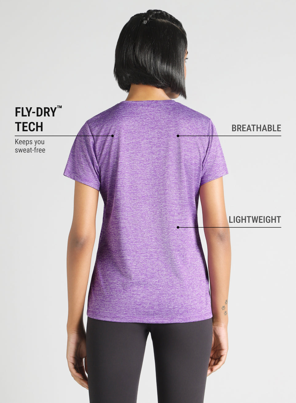 Women's Purple Textured Active T-Shirt