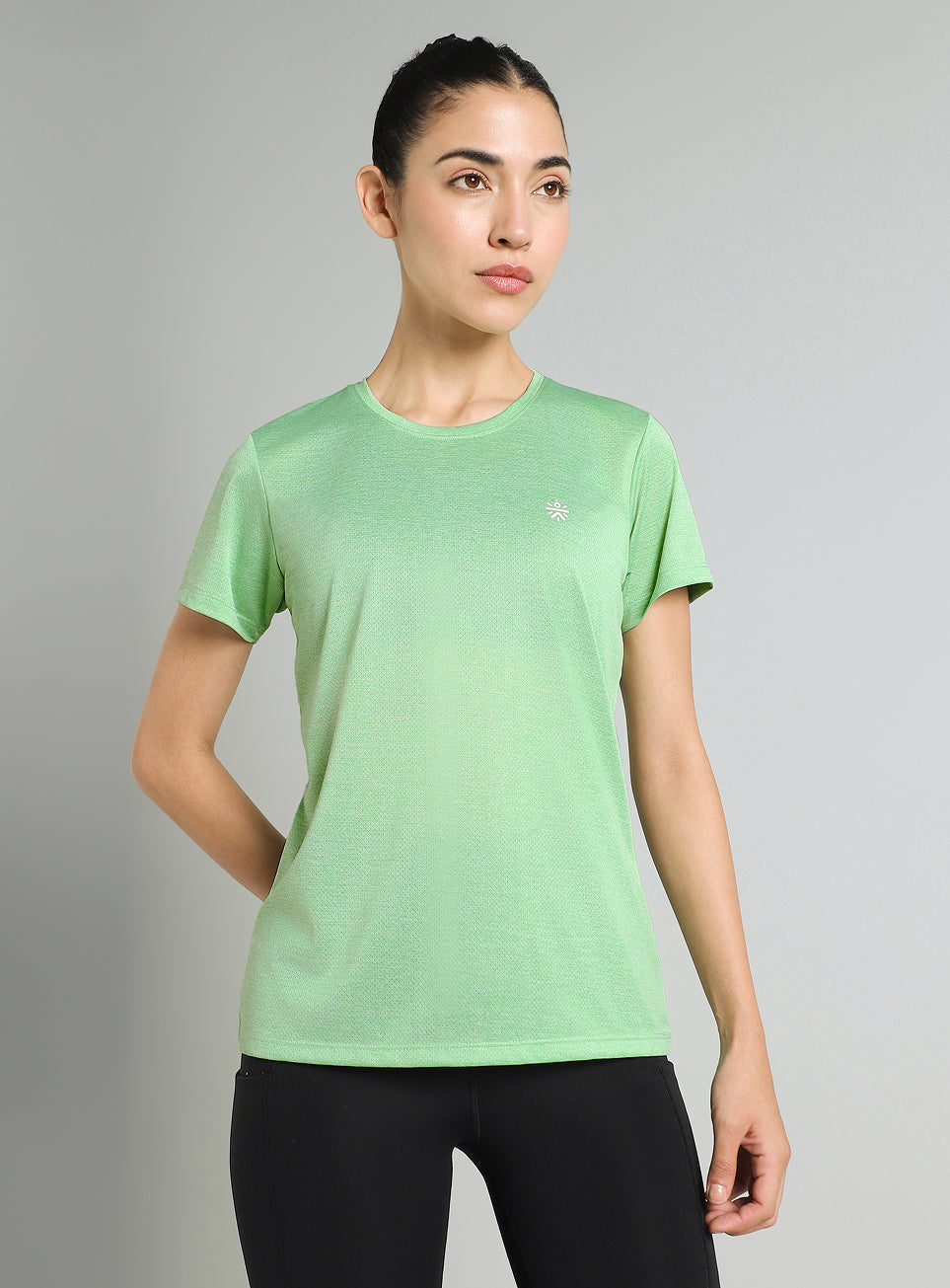 Women's Green Textured Active T-Shirt