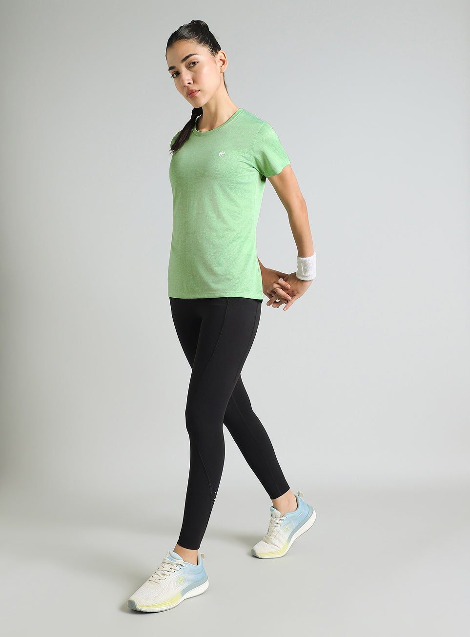 Women's Green Textured Active T-Shirt