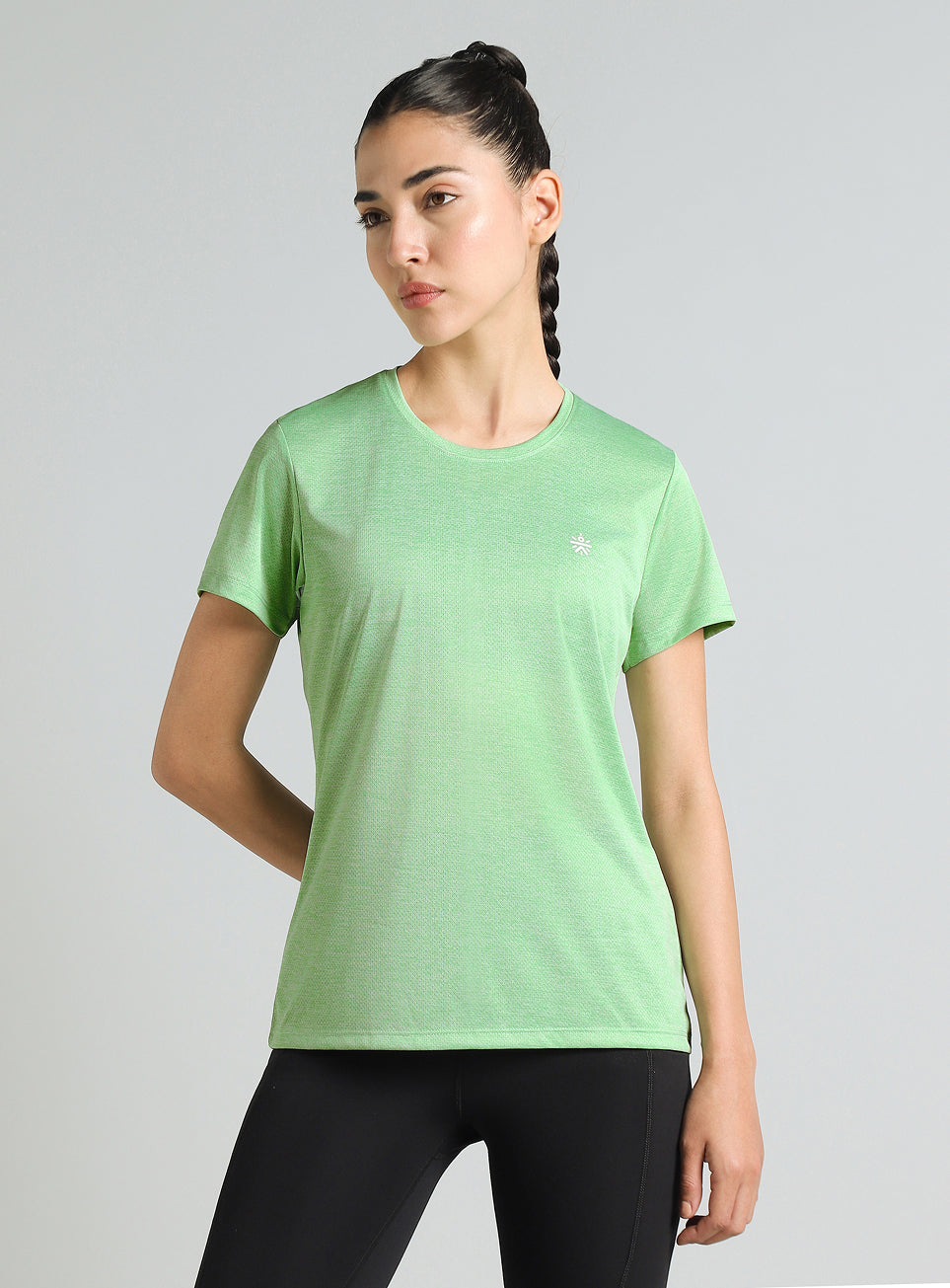 Women's Green Textured Active T-Shirt