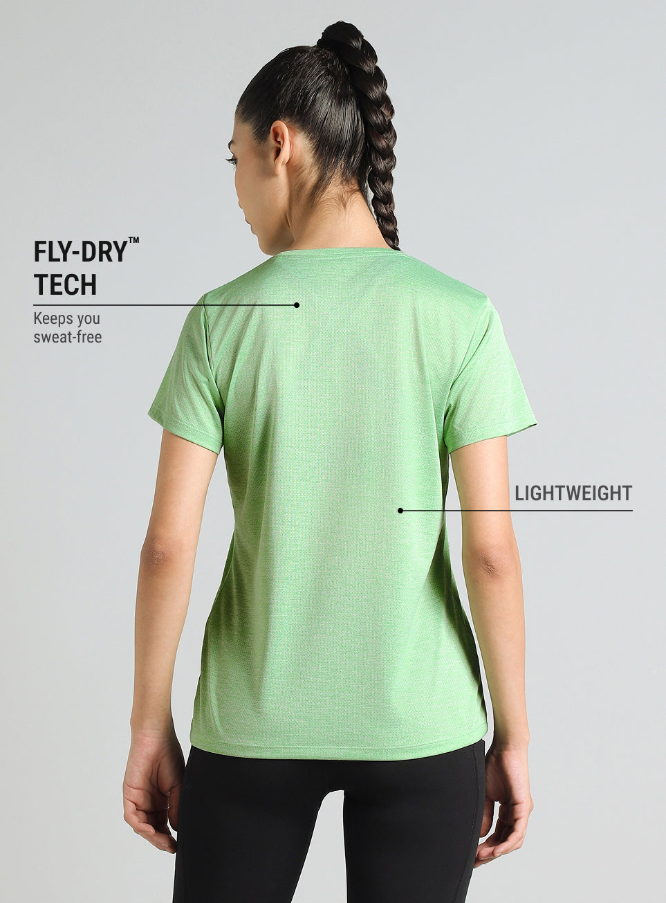 Women's Green Textured Active T-Shirt